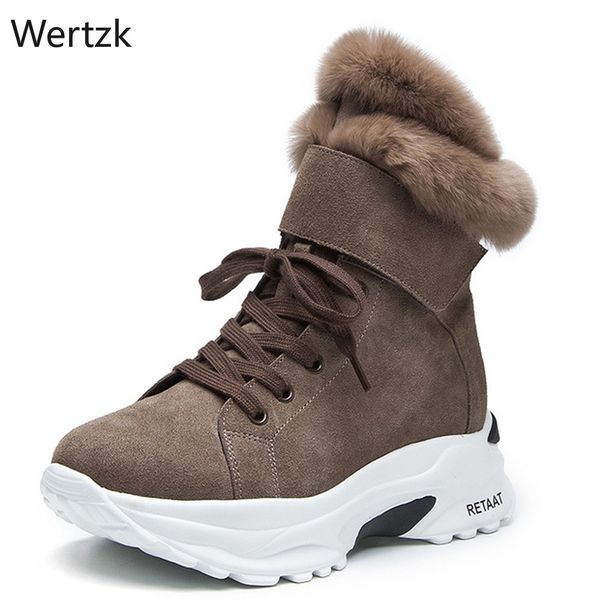 

quality new woman boots genuine leather round toe ankle boots thick heel platform wedge shoes woman female 2019 winterb202, Black