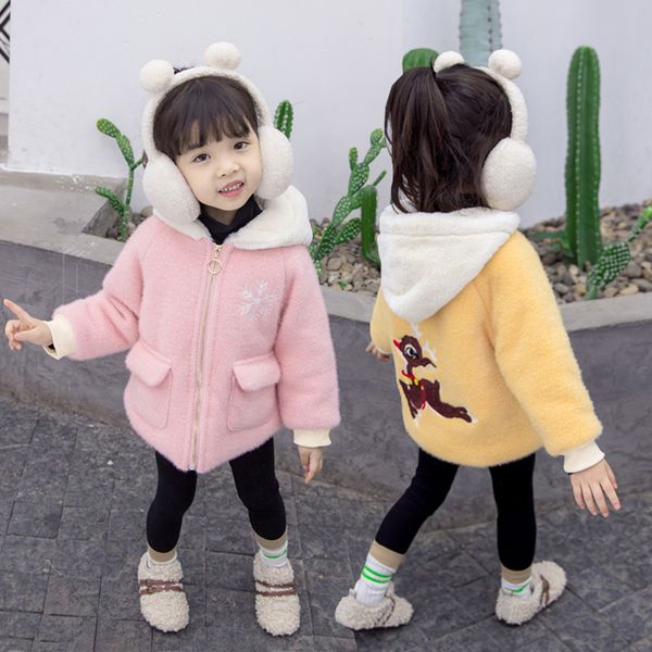 

female baby cotton overcoat autumn and winter 2019 new style western style brushed and thick children cotton-padded jacket girls, Blue;gray
