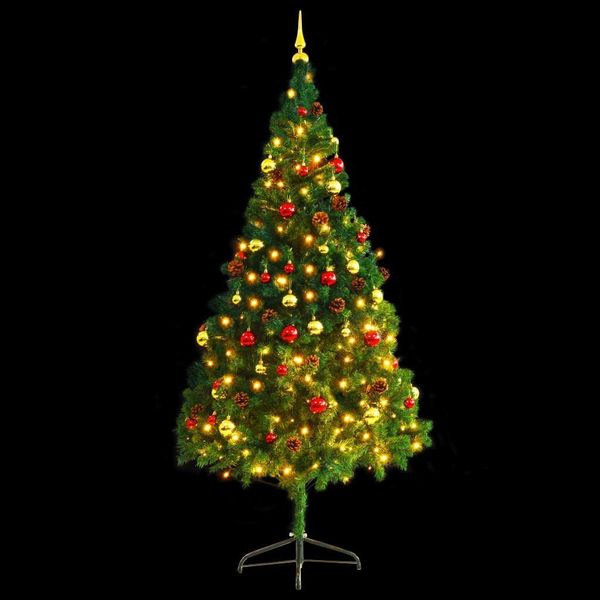 

artificial christmas tree decorated balls leds 210 cm green wall stickers