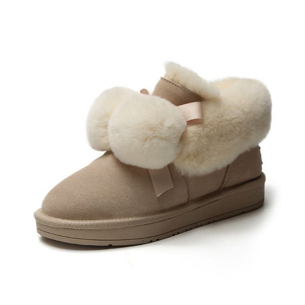 

2019 women snow boots winter fur ankle boots female warm furry fur suede rubber flat slip on fashion ladies platform shoes, Black