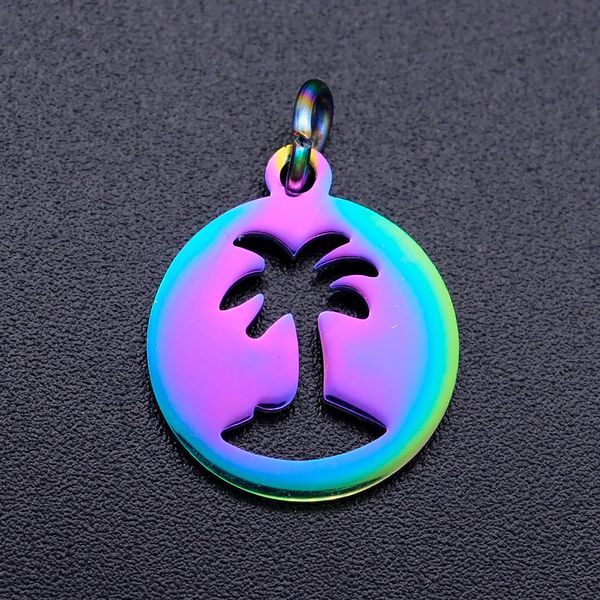 

5pcs/lot 100% stainless steel coconut palm tree diy charms with rainbow plated wholesale for earring making never rust, Bronze;silver
