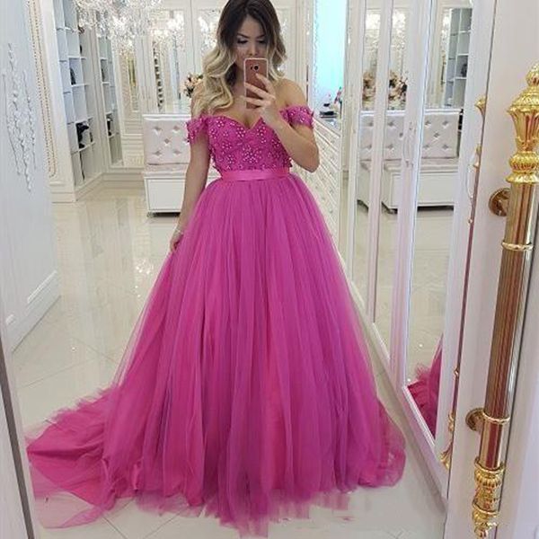 

custom off ther shoulder lace prom dresses 2020 with beads court train tulle sash formal evening party gowns, Black