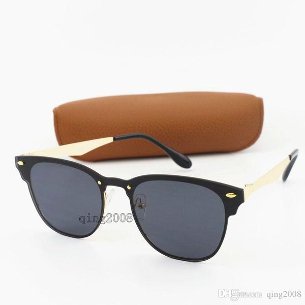 

sell fashion sunglasses women gold frame black lens lady sun glasses driving models style uv400 with brown box, White;black