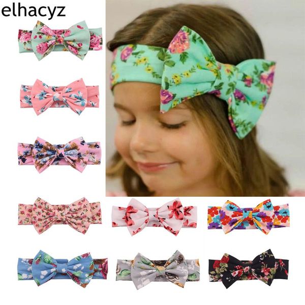 

sale 5'' trendy european spring/summer floral cotton infantile bow headband elastic kids girl diy hair accessories for party, Slivery;white