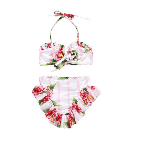 

1-6t 2pcs infant kid baby girl swimwear swimsuit beachwear bikini set suit skirt outfit clothes summer, White