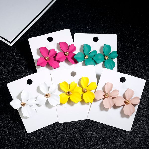 

korean style cute flower stud earrings for women 2020 new fashion sweet earrings femme brinco wholesale jewelry pendientes, Golden