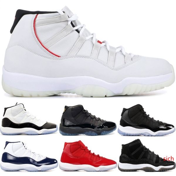 

11 basketball shoes platinum tint concord 45 cap and gown prm bred heiress gym red space jams 11s men sports sneakers 5.5-13