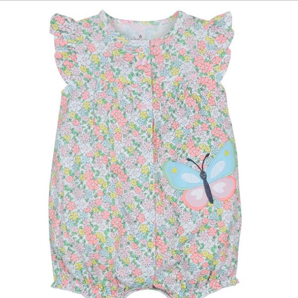 

zwf157 new summer infant newborn romper baby girl clothing flowers pattern jumpsuit cute 3m-24m baby rompers, Blue