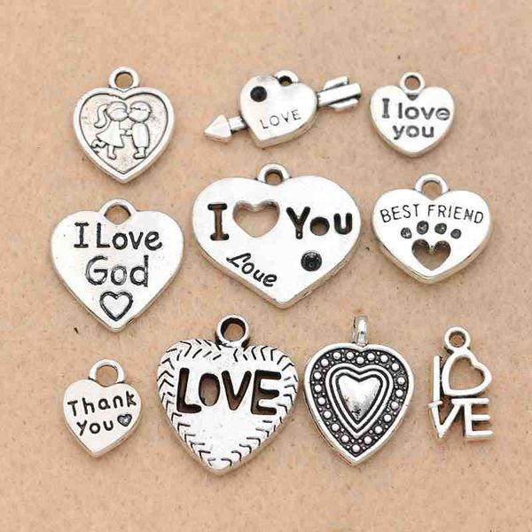 10 pcs I Love My cat Tibet silver Charms Pendants DIY Jewellery Making crafts