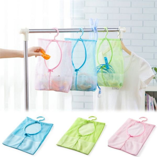 

hangable multi-purpose storage clothes bag clip storage net kitchen bathroom drying mush