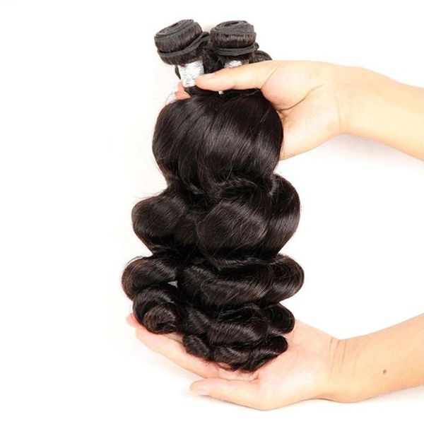 

hair factory supply 10a peruvian virgin human hair bundles loose wave 4pieces 400g lot natural color from one donor cuticle, Black
