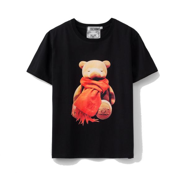 

новые летние мужчины футболки повседневная футболки для мужчин женщин с коротким рукавом верхняя одежда медвежонок printed рубашка тройники, White;black