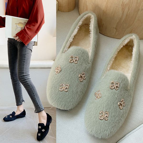 

boat shoe square toe autumn moccasin shoes casual female sneakers dress flats women slip-on loafers fur 2019 fashion women's, Black