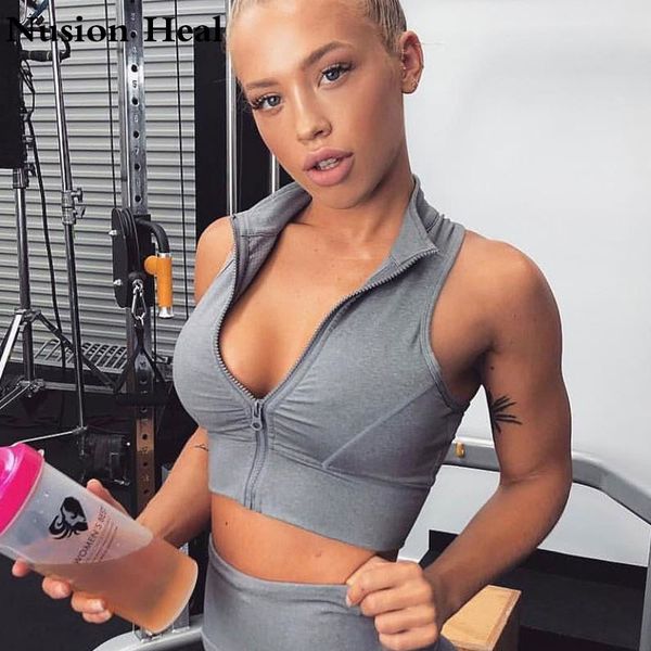 

2019 women gym white yoga crop yoga shirts sleeveless t shirt solid gym running slim workout fitness shirt, White;red