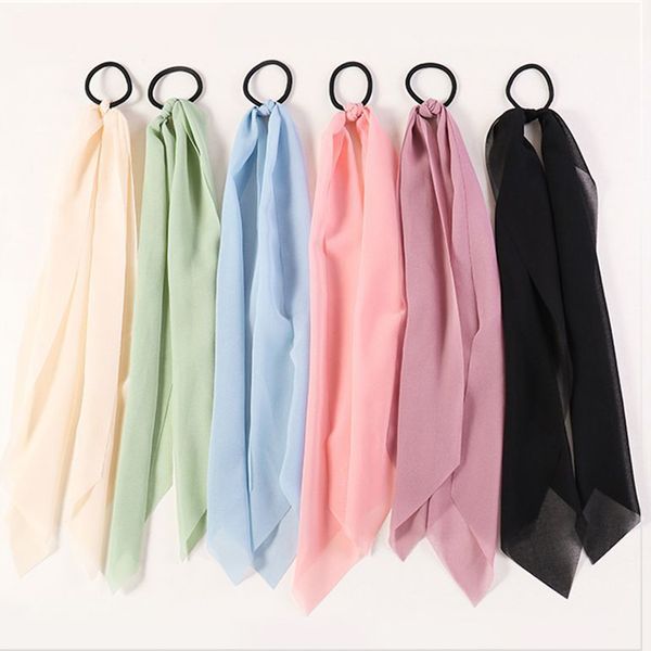 Acessórios meninas Moda Cabelo Comprido Cachecol Scrunchies fita sólida para laço Mulheres Elastic rabo de cavalo titular Corda cabelo rosa da menina