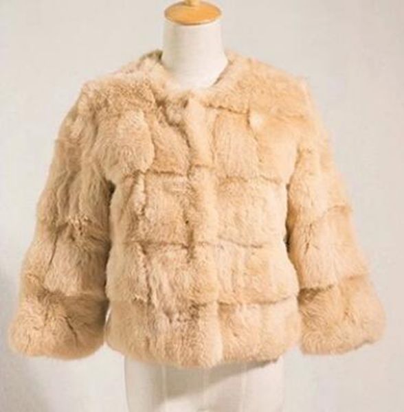 

woman spring autumn euramerican new fund tide high-quality goods individual character is big short money 7 minutes sleeve furs coat / m-2xl, Black