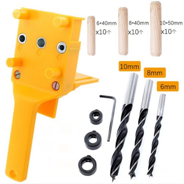 

woodworking dowel jig set wood dowel pins with 6 8 10mm drill bits drill guide kit for joinery doweling jig hole saw tools
