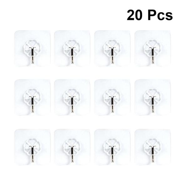 

20pcs wall hooks no nail reusable sticky bath utility wall towel ceiling hangers hooks