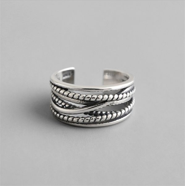 

Ar1011 korea korean ver ion of genuine ilver jewelry 925 terling ilver ring multi layer winding twi t retro opening ring, Silver