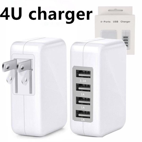 

Travel charger 4 port u b wall charger high peed portable power adapter with folding plug for ipad iphone am ung android phone retail box