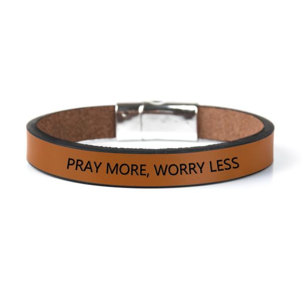 

bible verse pray more, worry less engraved quote bangles inspirational positive bracelet charm trendy jewelry for men women, White