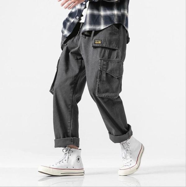 

2020 high street скейтборд большой карман брюк tide brand галлен донные брюки повседневная одежда корейский моды ins штанах мужчины, Black
