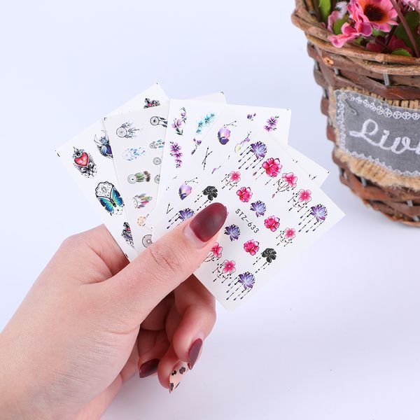 

10pcs nail stickers water transfer nail art tools for nails art decoration manicure wraps tools diy manicure nails sticker women, Black