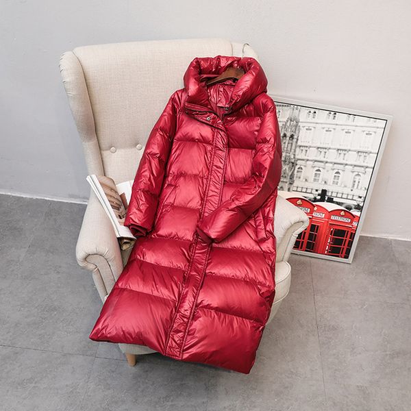 

2020 winter 90% white duck down jacket long down parka women coat female thick warm hooded waterproof women down jacket women, Black