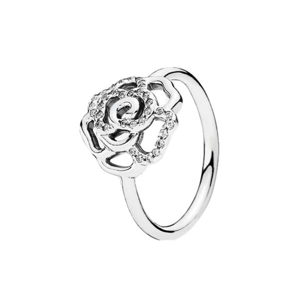 

fahmi 100% 925 sterling silver 190949cz shimmering delicate rose ring fashion simple romantic original women's jewelry gift, Golden;silver