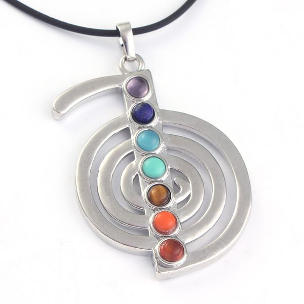 

10 pcs eight trigrams with many colors small beads pendant healing chakra spiritual silver plated jewelry