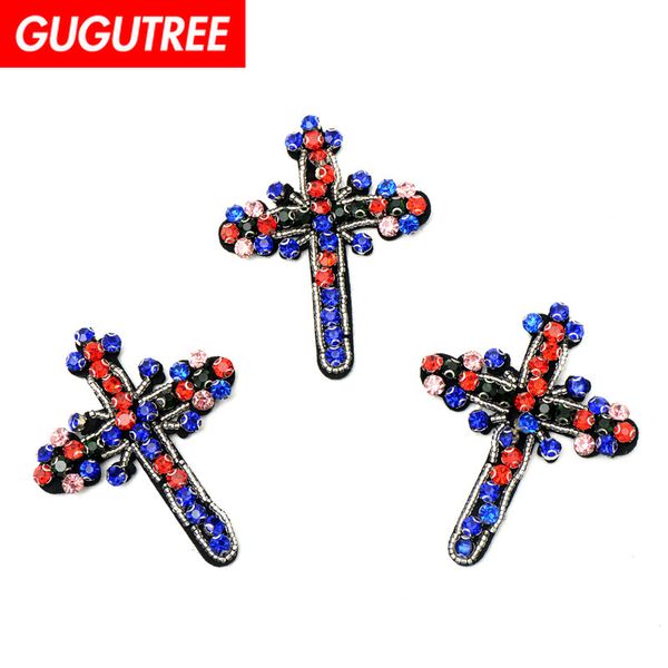 

gugutree beaded embroidery cross patch animal cartoon patches badges applique patches for clothing fd-72, Black
