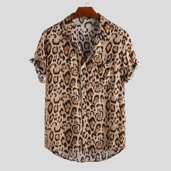 

hawaiian shirt men shirts leopard print japanese streetwear 2020 fashion harujuku casual vintage, White;black
