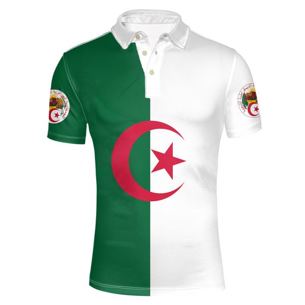 Argélia juventude livre personalizado nome número camisa polo islam diy árabe algerie impressão texto palavra bandeira preta foto roupas