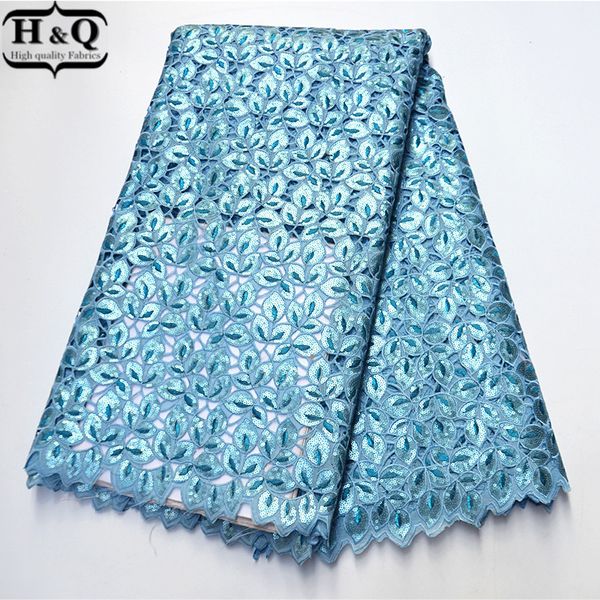 

h&q 2020 african sequins lace fabric 5 yards/pcs nigeria organza lace fabric for nigerian party dress ps7704-50, Pink;blue