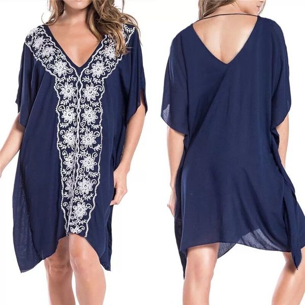 

women' long beach designer dress swimwear swimsuit kimono cover up kaftan maxi, Blue;gray