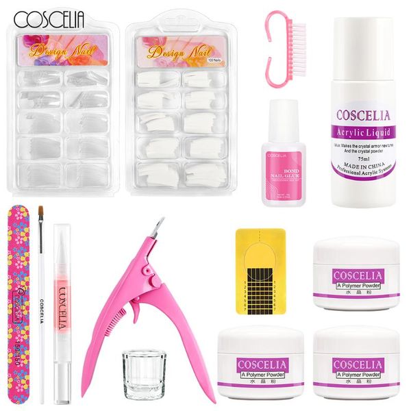 

coscelia nail manicure kit acrylic powder acrylic liquid glitter powder file nail tips for nails manicure pedicure tools
