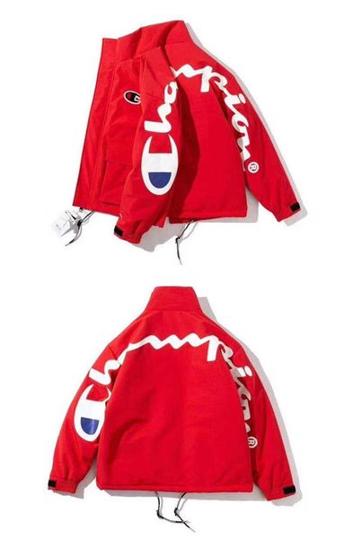 

новая марка мужчины женщины хлопок куртки конструктора пальто chαmpion вниз теплый марка письмо вышивки пара повседневный роскошные спорт ку, Black