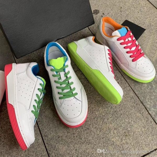 

designer woman casual shoes men leather flat sports shoes fashion man platform alphabetic luxury lady travel lace up white shoes 34-42-45, Black