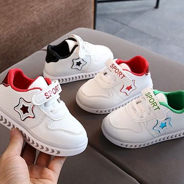 

spring autumn children boy sports shoes girl korean casual shoes baby white children flash sport running sneakers, Black