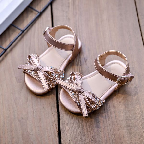 

dimi 2020 summer baby shoes for girl fashion sequins bow bandage little girl sandals soft non-slip infant sandals, Black;red