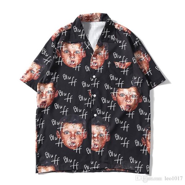 

bluff boy full printing hip hop shirt street summer short sleeved men's shirts streetwear clothing