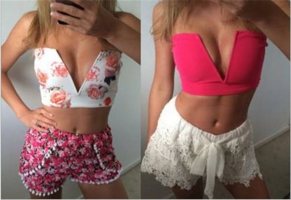 

deep v neck женская футболка sexy нерегулярные женские короткие топы повседневная женская одежда, White