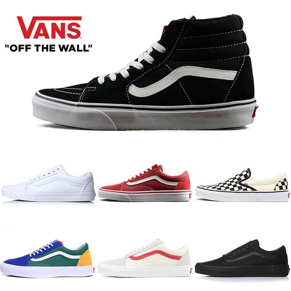

original van off the wall old skool black white fear of god red buble canvas mens sport sneakers fashion casual shoes size 36-44, White;red