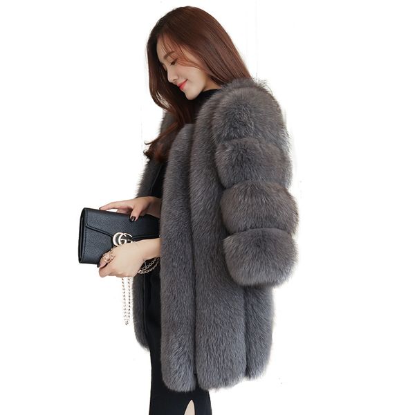 

noble elegant natural fur coats outerwear women real fur jackets overcoat 2018 autumn winter new collection, Black