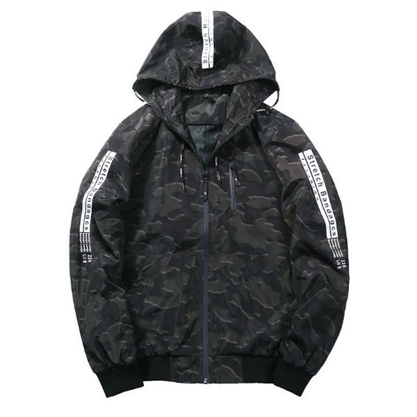 

autumn thin jacket men's jacket fashion windbreaker jacket with hat men's thin camouflage coat eur size m-3xl, Black;brown