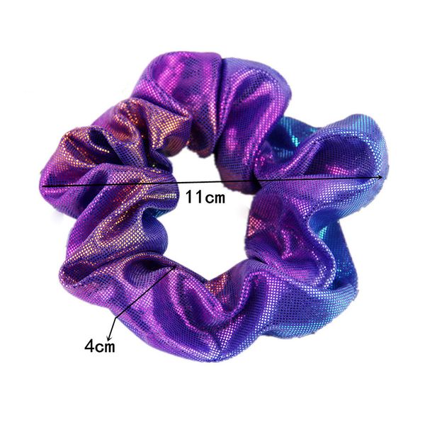 

2019 fashion women colorful bronzing elastic hair rope glitter ponytail holder hair ring accessories girls scrunchie headwear, Golden;silver