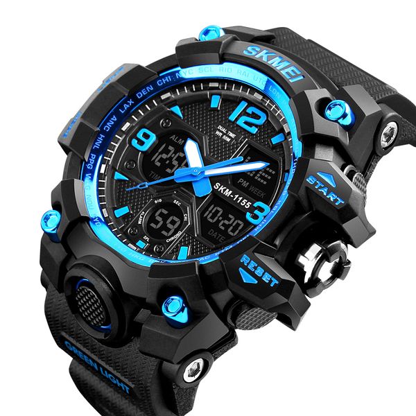 

skmei 1155b men sports watches fashion waterproof quartz wrist watch men led digital watches clock relogio masculino, Slivery;brown