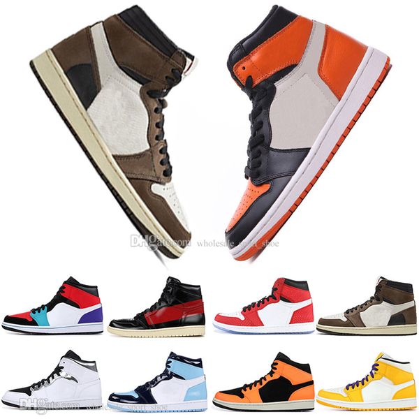 

2019 1 og travis scotts shattered backboard basketball shoes mens women unc homage to home multi-color men sports designer sneakers, White;red
