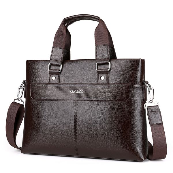 

men casual briefcase business shoulder leather messenger computer laphandbag men's handbag solid color men's bag cross secti