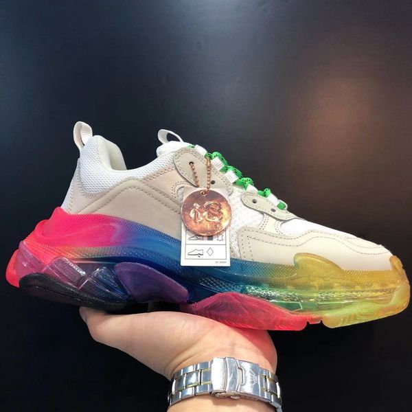 

triple platform sneakers colorful triple s shoes clear sole sneaker ladies leather casual shoes chaussures, Black